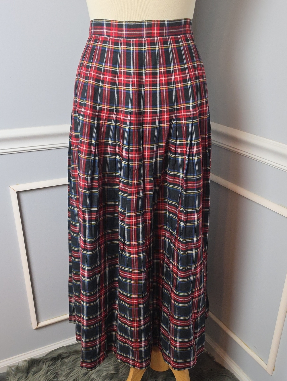 GAP Red Tartan Plaid Pleated Holiday Christmas Classic Preppy Skirt 15/16 VTG